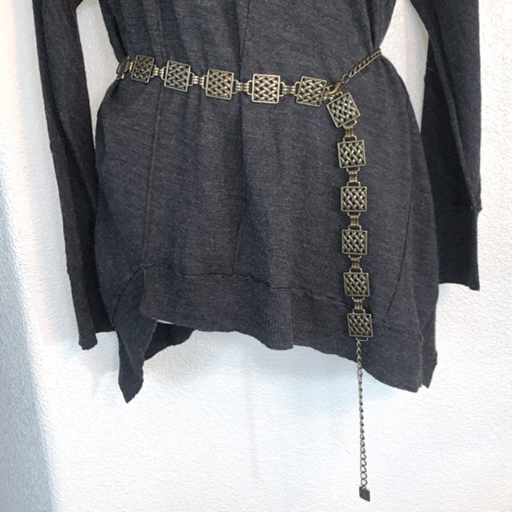 Vintage Concho Belt, brass lattice squares on chain, with snap. Adj. OSFM EUC